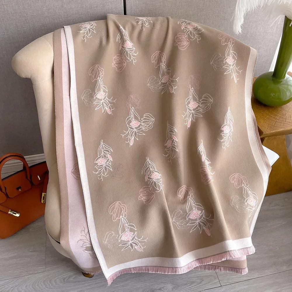 180*65 Thick Warm Winter Scarf Design Print Women Cashmere Pashmina Shawl Lady Wrap Scarves Knitted Men Foulard Blanket