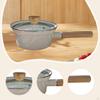 Japanese Enamel Milk Pot Small Noodle Cooking Pan with Scale Multipurpose Wood Handle Saucepan for
