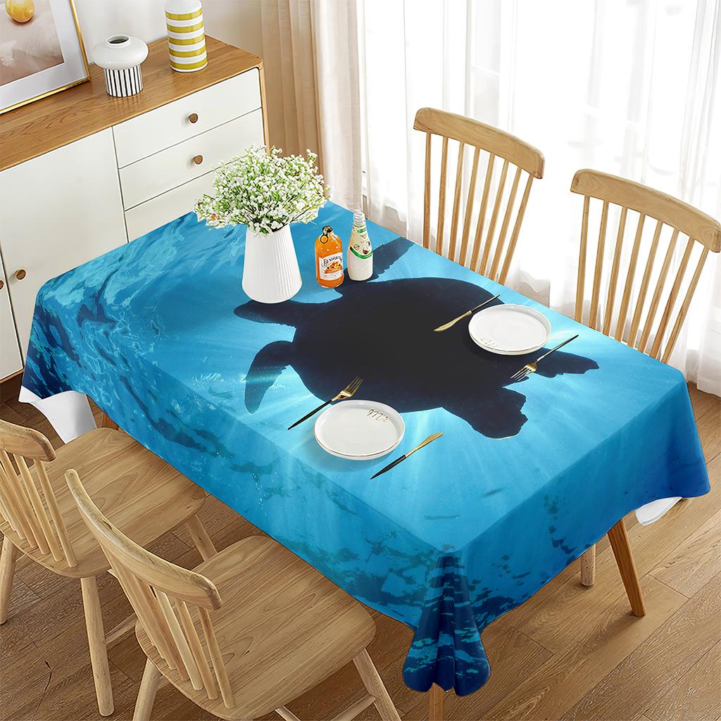 Tischdecke Meeresschildkröte Blaue Ozean-Thema Heimdeko für Rechteckigen Tischdeko Küche Esszimmer Bankett Party Tischdecke