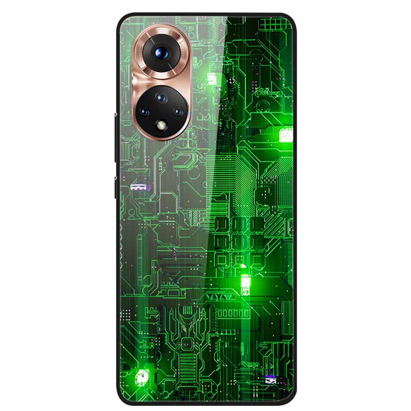 For Honor 50 Case Cartoon Tempered Glass Back Cover Hard Case For Huawei Honor 50 Pro Phone Cases NTH-AN00 NTH-NX9 Fundas Coque