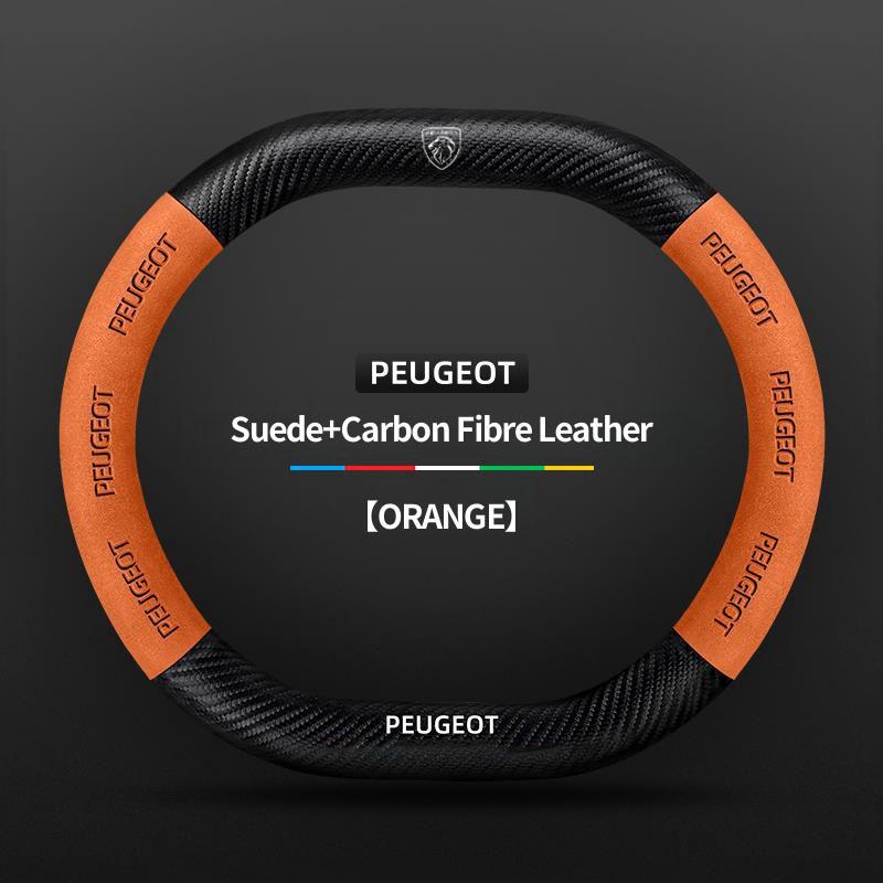 Suede Leather Car Steering Wheel Cover For Peugeot 3008 4008 5008 208 e208 2008 e2008 207 206 Carbon Fiber Non-slip Wheel Covers