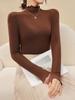 Women's Modal Half-High Neck Base Layer Top, Slim Fit, Ruffle Trim, Long Sleeve Inner Wear for Spring, Autumn, Winter 2025, High-Quality Feel