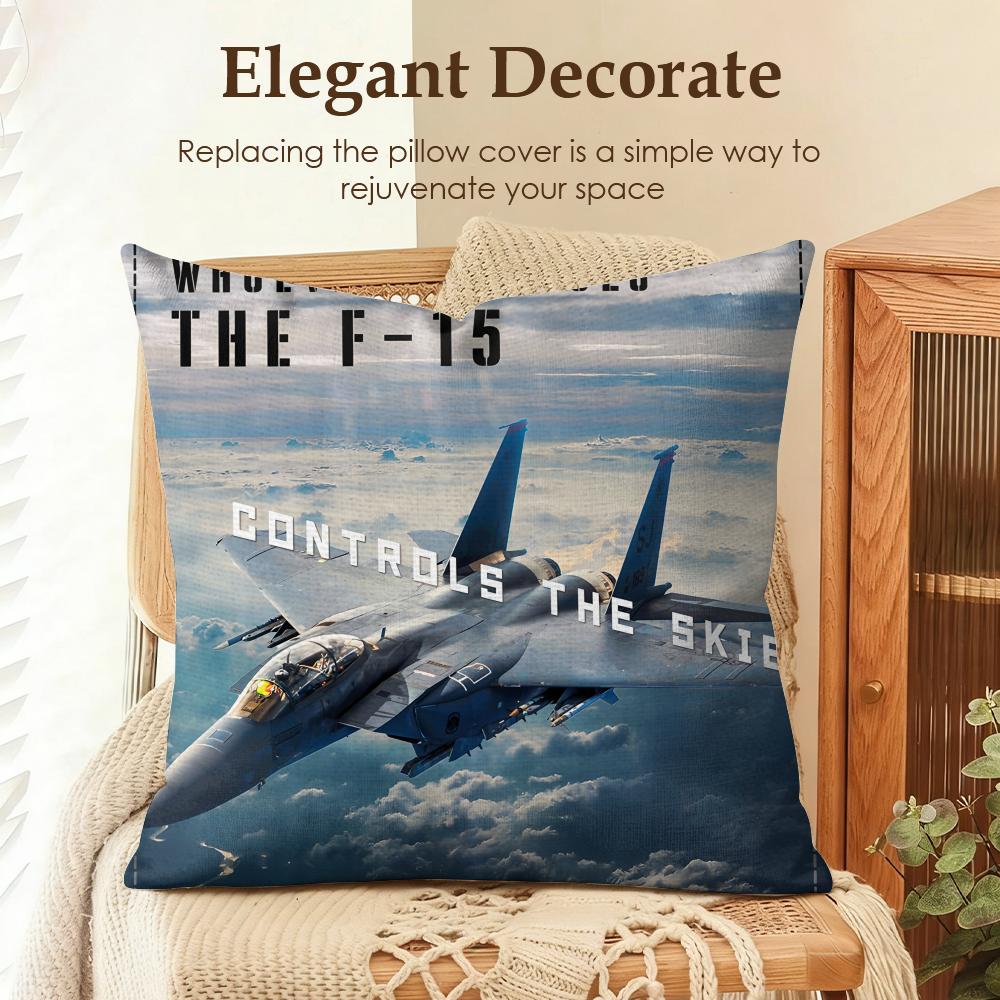 Fighter Jet F35 22 B2 Su57 Cushion Cover Natural Linen Organic Fabric Double-Sided Printing Sofa Home Decor Gift Pillow Case