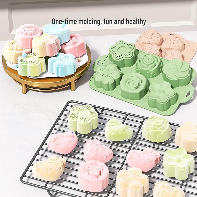 Silikon-Kuchenform 3D, Lebensmittelqualität, 6-fache Haushalts-Backform