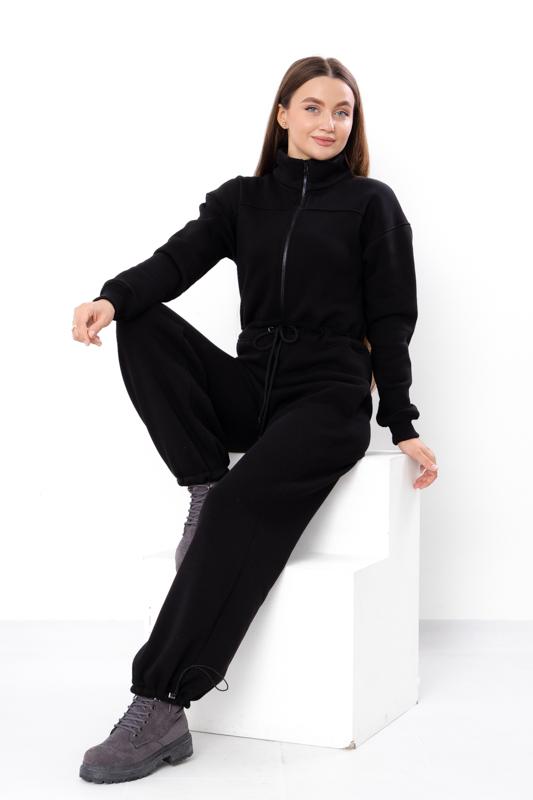 Jumpsuit – Women's Warm Zip-Up with Stand Collar & Waist Tie, Winter 8443-025 HC