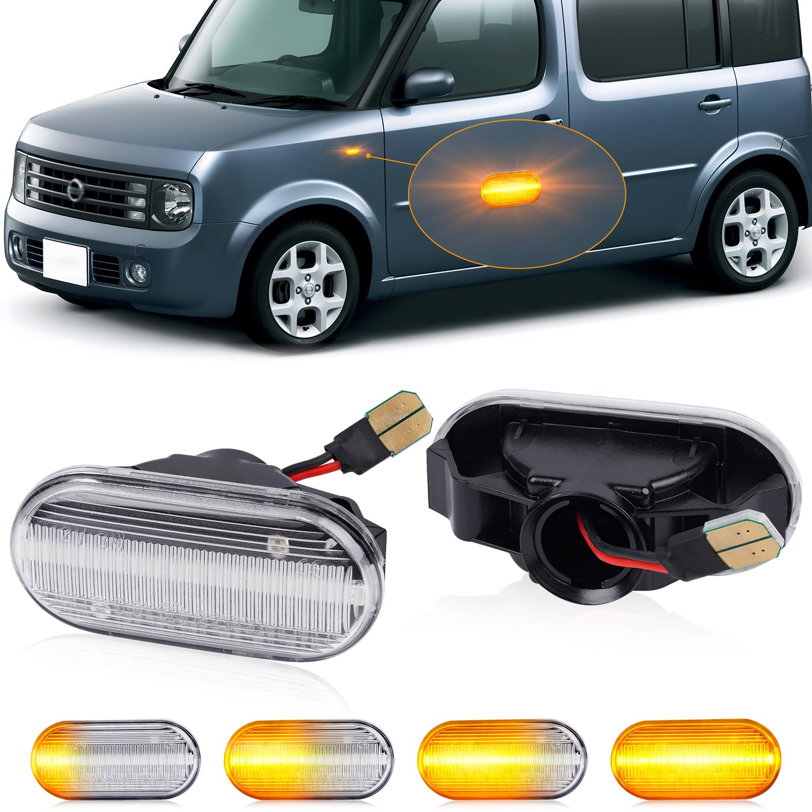 

Светодиодный боковой указатель поворота GemPro Z33 для ранних автомобилей Nissan Z, Note, March, Tiida, Crew, J10, Lafesta, Fairlady E11 K12 C11 K30