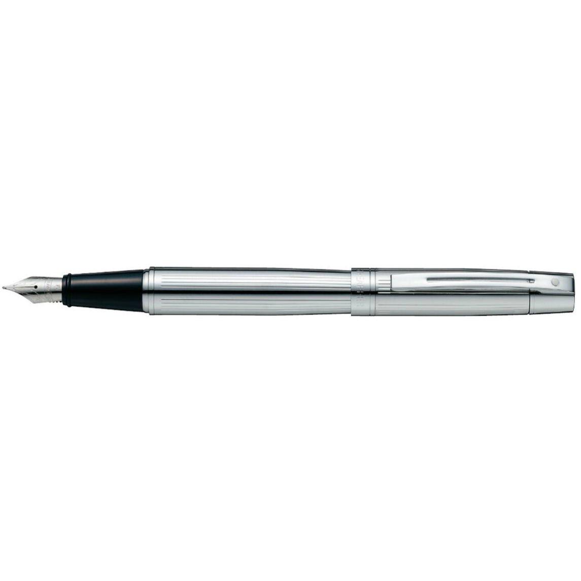 

Sheaffer 300 Fountain Pen F Fine Nib Straight Line Chrome Official Import SGC9326PN-F