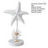 Nautical Themed Starfish Table Decor Coastal Beach Wooden Starfish Figurine Vintage Ocean Block Sign with Wood Base for Living Room Bedroom