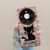 Trendy brand black cat is suitable for Huawei mate60pro mobile phone case lambskin p70 retro 50/40 premium glory 200.
