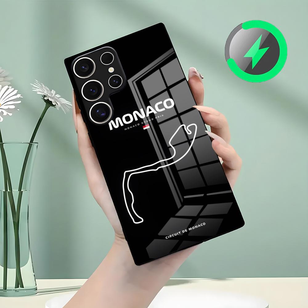 

Чехол для телефона с логотипом Монако для Samsung S26 S25 S24 S23 S22 S21 S20 Edge Ultra Plus FE Для Magsafe Стеклянный чехол Galaxy S26