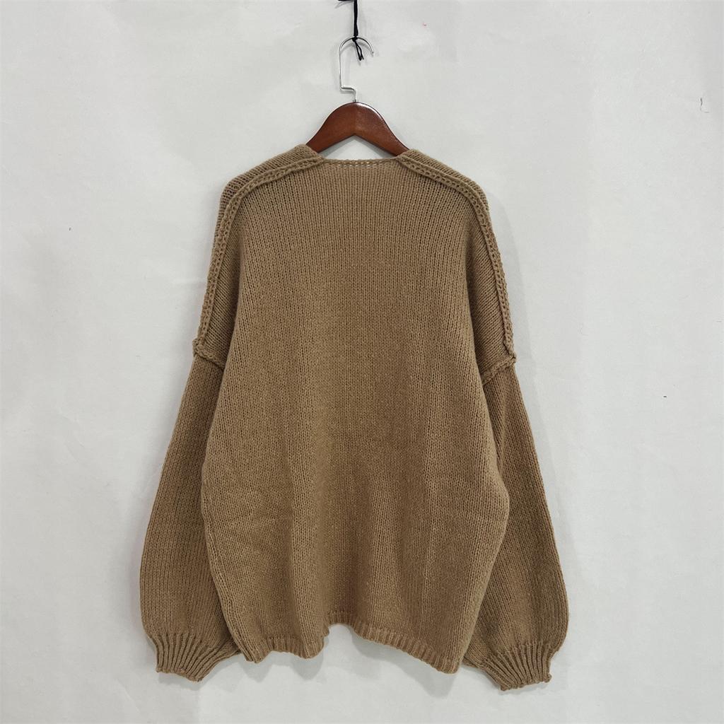 Autumn Winter New Casual Knitted Sweater Cardigan Jacket Loose Long Sleeve Solid Color Mid-length Sweater Women Cardigan Jacket