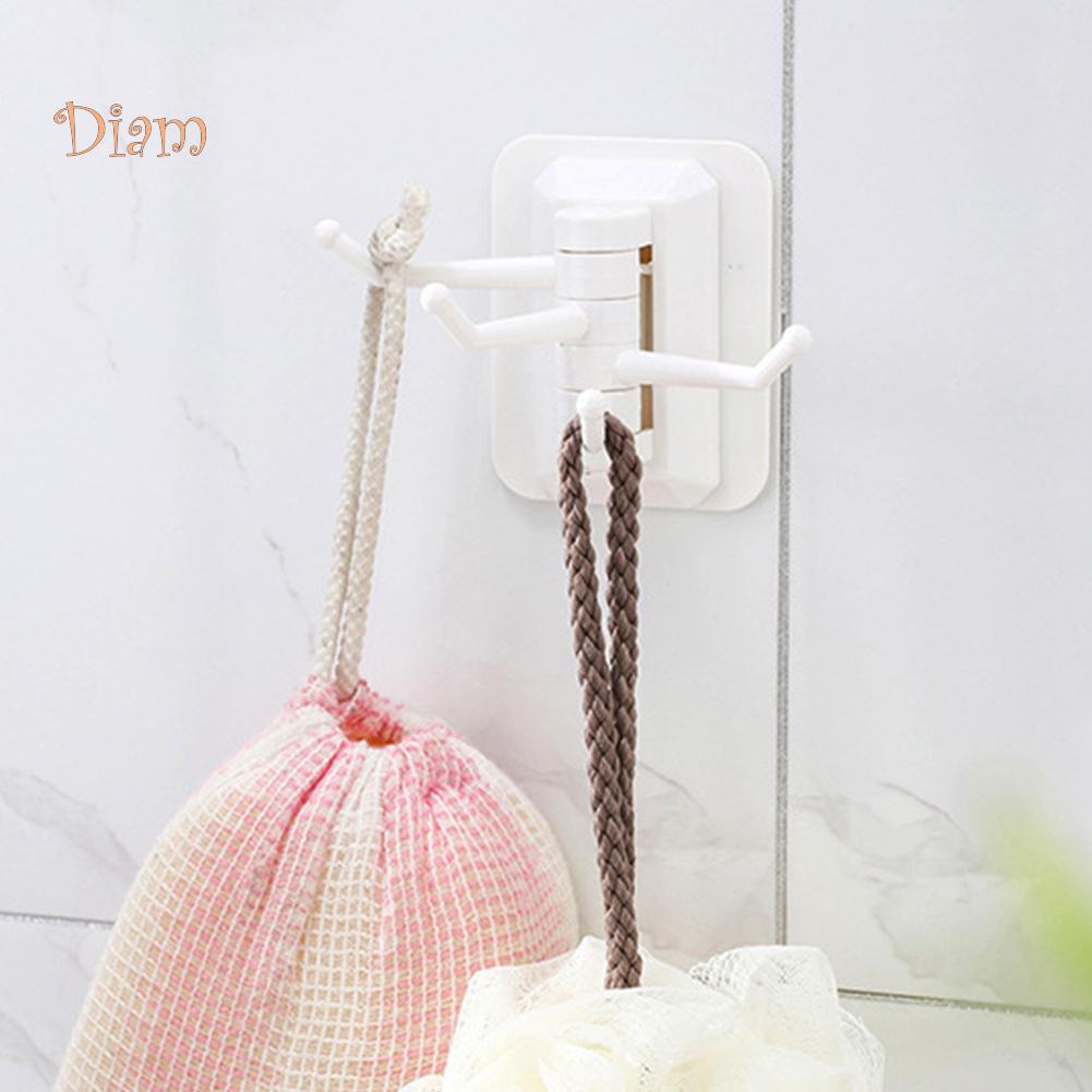 NO.HS Bathroom Wall Mount Self Adhesive Hooks Rotary Towel Sundries Hanger Towels Wash Cloth