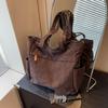 Women's Large Corduroy Tote Bag - Versatile Solid Color Shoulder Handbag