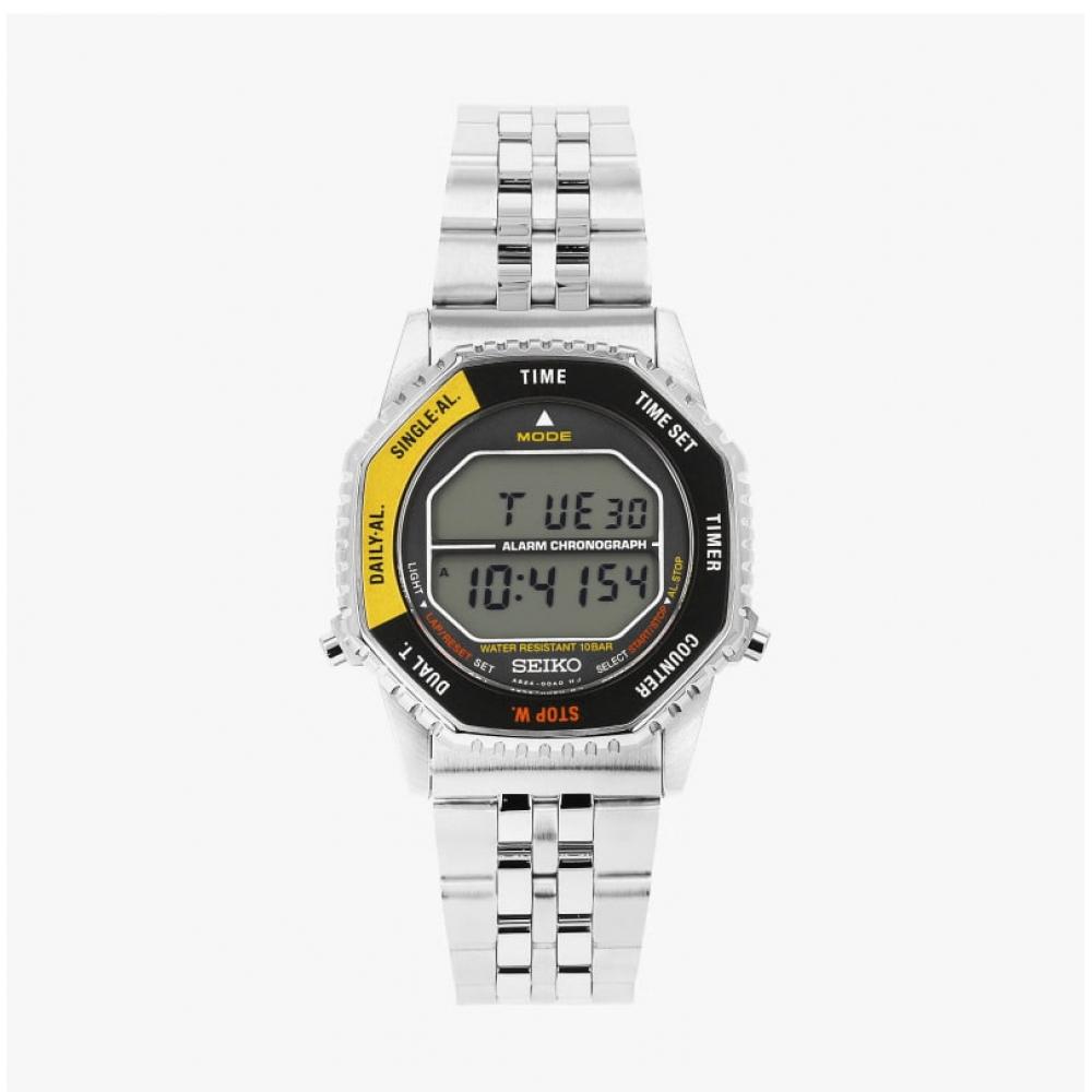Seiko Чоловічий цифровий годинник-хронограф зі сталевим корпусом і обертовим безелем Smgg17p1