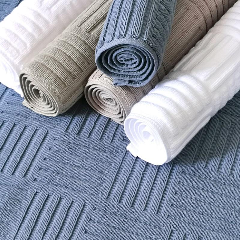 Inyahome Luxury Bath Mat Towels Cotton Absorbent Hotel Spa Shower Floor Towels Carpets Set for Bathroom Rug Pad 20 X 32 Inches