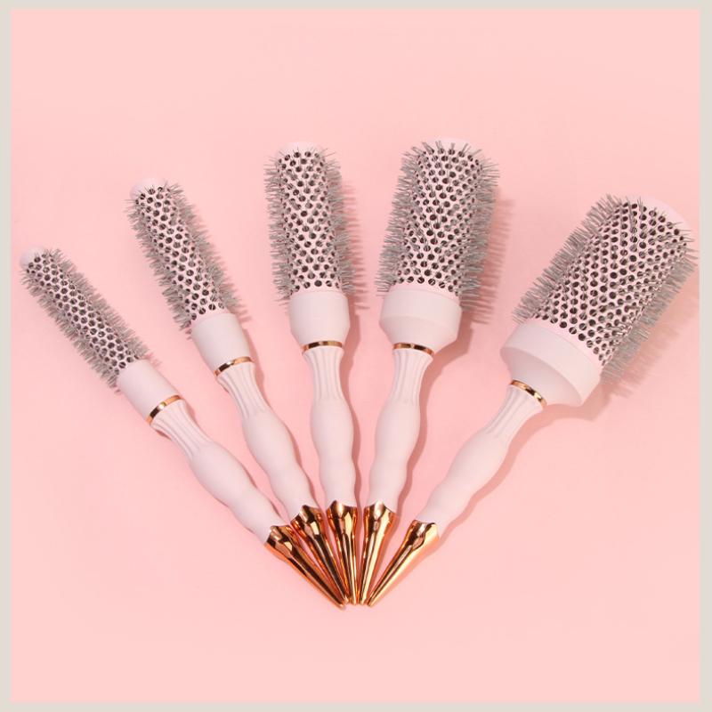 Barber Professional Round Blow Dry Brush, Professional Aluminum Tube Curly Hair  Cylinder Comb For Curly Hair Styling