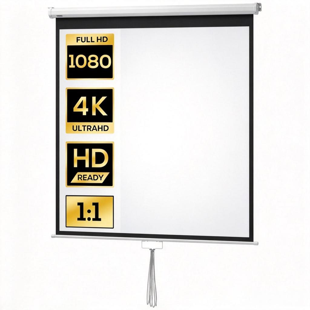 Projection Screen for TV & Home Cinema, 1:1 Format, 4K HD Projector Screen (only with Projection Screen)