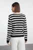Women's Fashion Stylish Sweater Black Soft Textured Crew Neck Knitwear Sweater