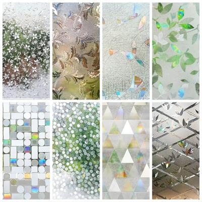 Lámina para Ventana de Privacidad Arcoíris Adhesivo para Ventana 3D Vinilo Decorativo para Ventana Cubierta para Ventana de Vidrio de Colores Lámina No Adhesiva Sol UV