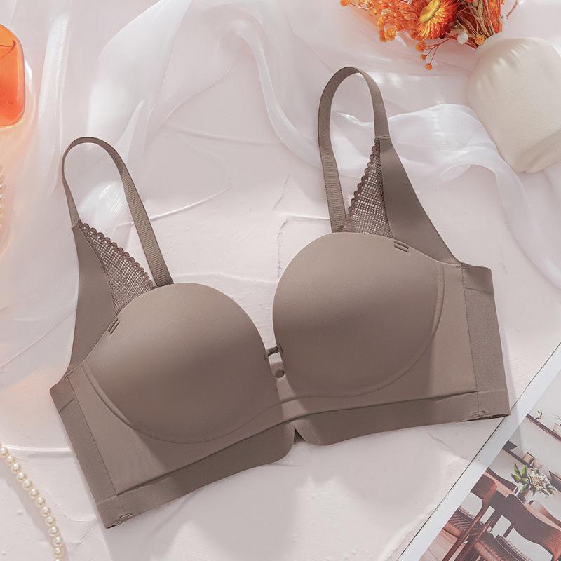 

Бесшовный поддерживающий бюстгальтер для маленькой груди с защитой от провисания, беспроводной 32/70AB кофейный