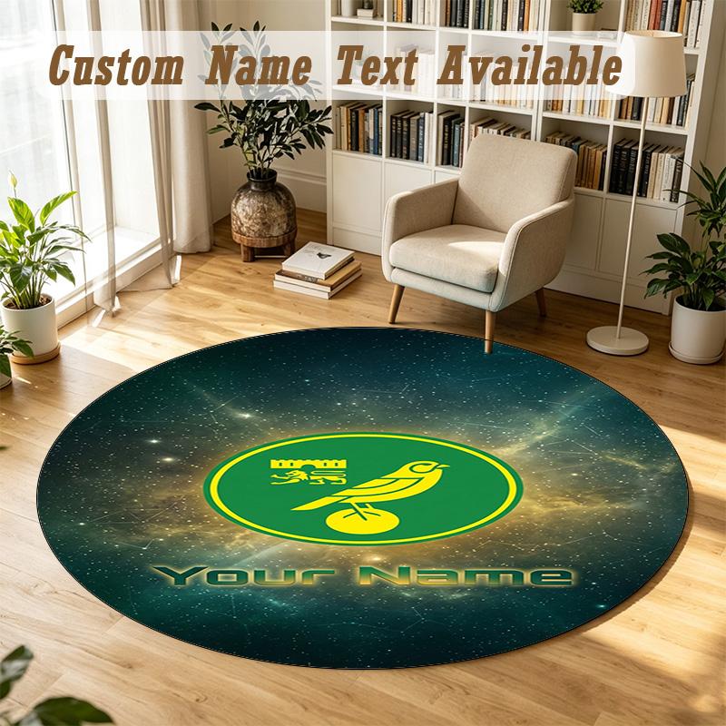 Round Rug Custom NameNorwich City Pattern Non Slip Carpet Home Floor Decor