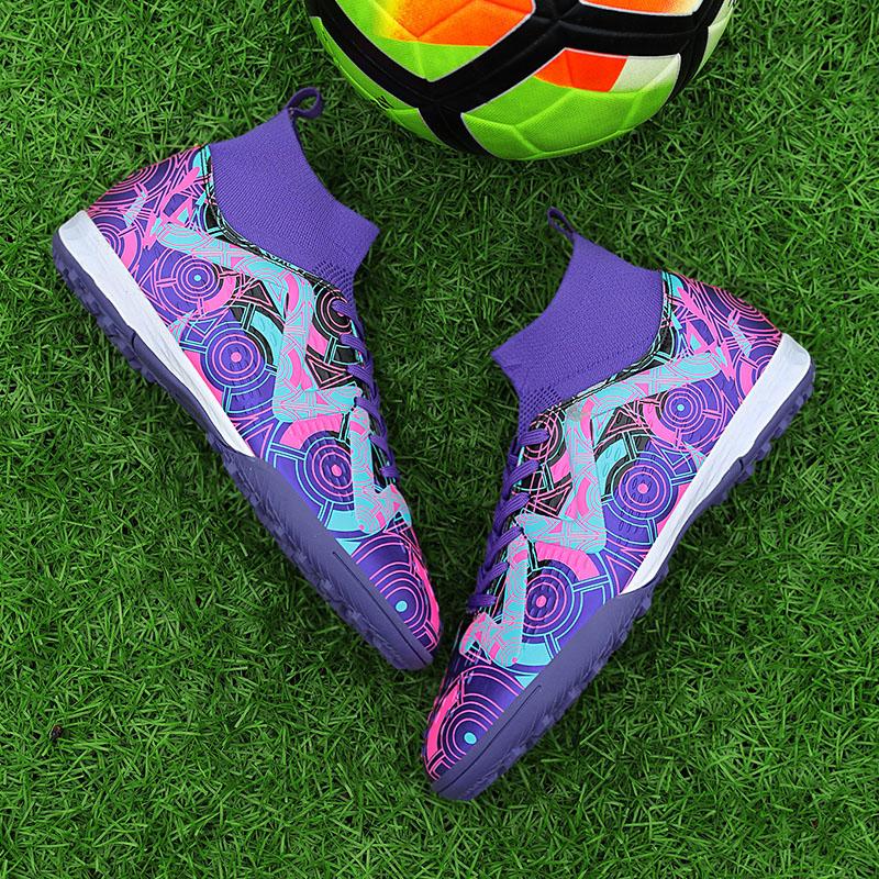 

Футбольные бутсы Детские футбольные бутсы с высоким берцем Резиновые молодежные спортивные туфли с короткими ногтями Футбольные тренировочные кроссовки Мужские футбольные бутсы с искусственным газоном 46 фиолетовый