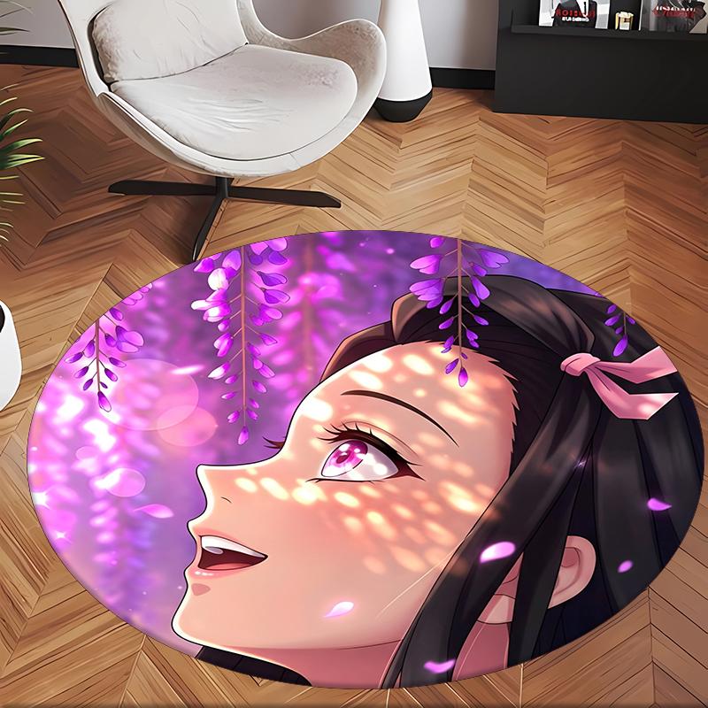Nezuko (14) Round Office Rug Decorative Floor Rug for Office Bedroom Living Room and Home Space