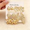 European and American new high-end personality exaggerated CCB stud earrings women's creative retro circle earrings set pair