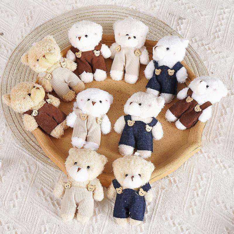 50Pcslot Plush Teddy Bears Toys Pendant Animal Stuffed Dolls Kawaii Girl Mini Bear Key Chain Bag Pendant Children Party Gifts