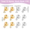 12Pcs 2 Color 304 Stainless Steel Open Cuff Finger Ring with Alloy Cubic Zirconia Charms Golden & Stainless Steel Color Inner Diameter: 17~18mm
