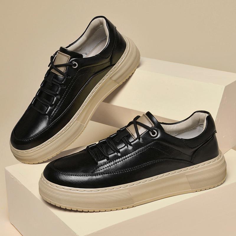 Fashion Handmade Men's Flats Lace-Up Mens Stylish Sneakers High Quality Men Casual Shoes Genuine Leather Non-Slip Walking Footwear Men