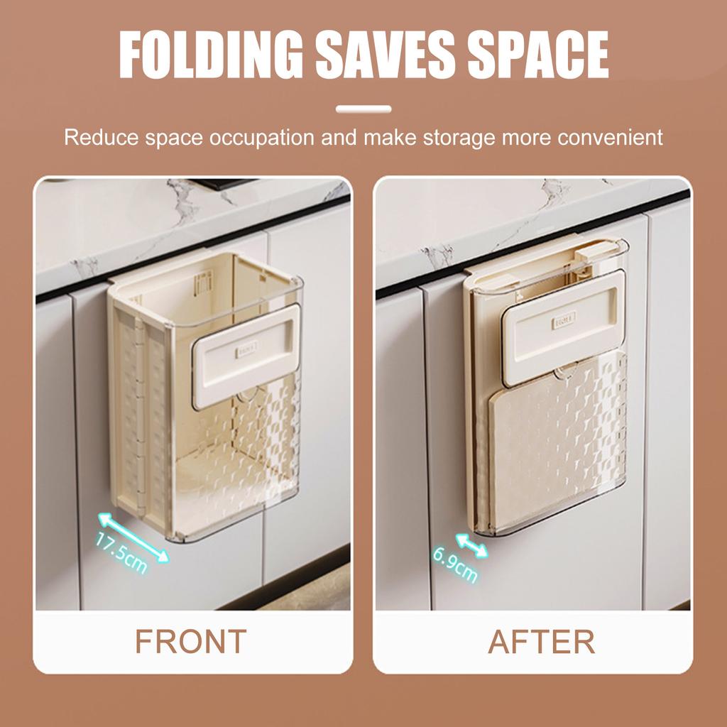 Transparent Wall Mount Can for Kitchen, Foldable No-Drill Hanging Storage