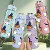 1PC Halloween Witch Ghost Pattern Print 750ml Color Plastic Sports Water Bottle Leakproof Flip Straw Lid Suitable for Sports Office Home Use
