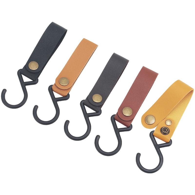 1/5Pcs Outdoor Camping Hooks Leather Hanging Hooks S-Shaped Rack Portable Camping Hangers Home Kitchen Storage Supplies