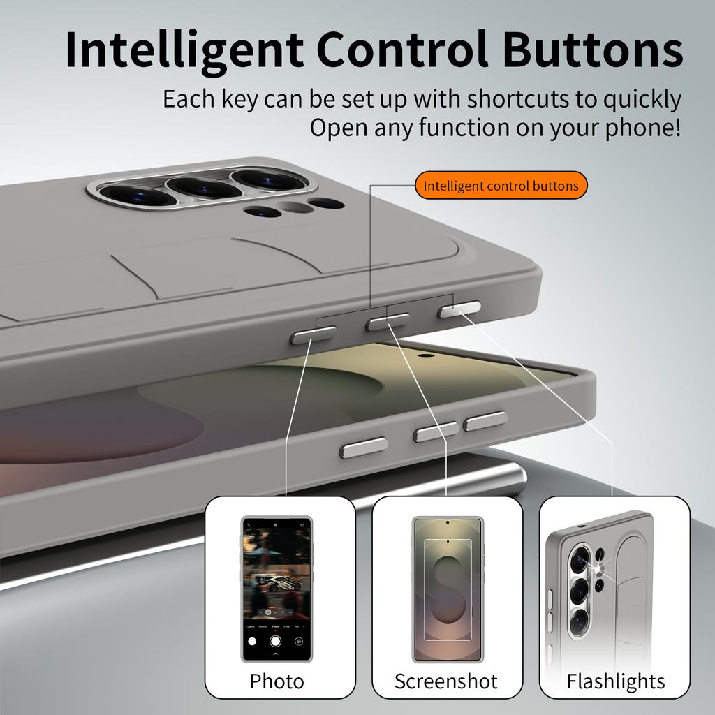 For Samsung Galaxy S25 Ultra Case Customizable Smart Key Control Wristband Kickstand PC + Silicone Phone Cover
