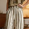 Summer 2 Piece Sets for Women Short Sleeve Crew Neck Top And Wide Leg Pants Sets Casual Striped Loungewear Outfits
