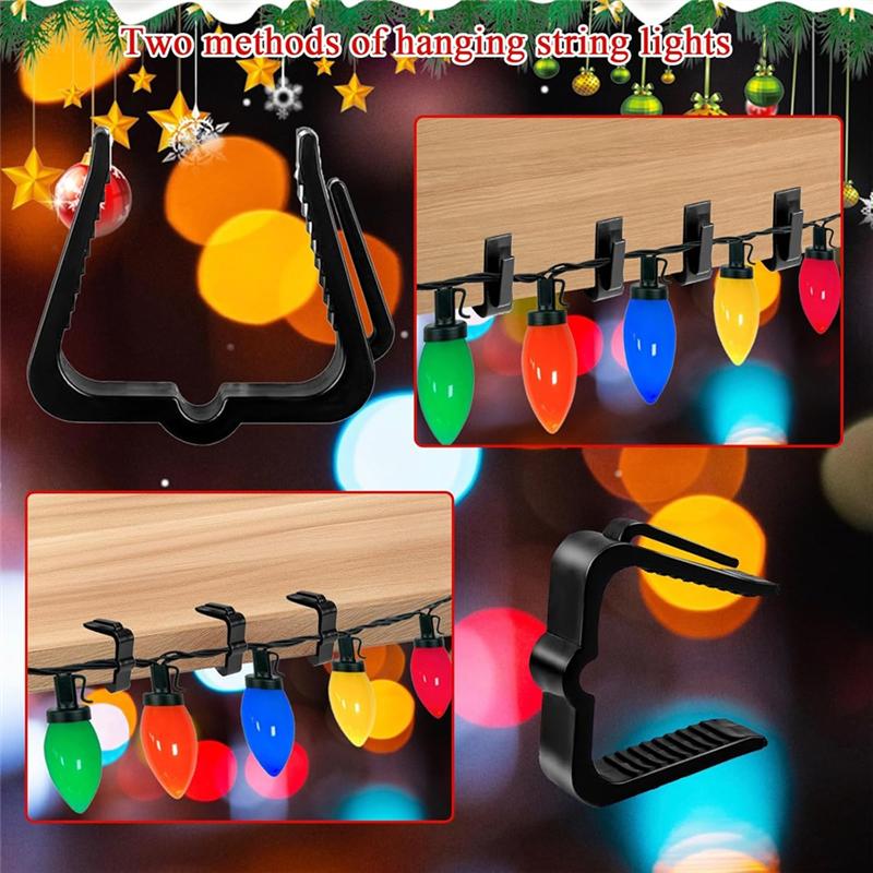 Gut-50er-Pack Feiertagslicht-Clips Außenhaken Weihnachtsaufhänger Für Weihnachtsdekoration Dachrinne Zaun Schwarz