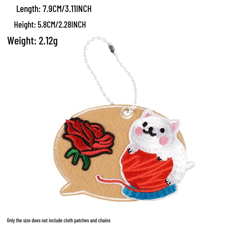 Korean INS Style Luggage Tag Keychains - DIY Anti-Lost Bag Accessory with Embroidery Blank Cloth Patch