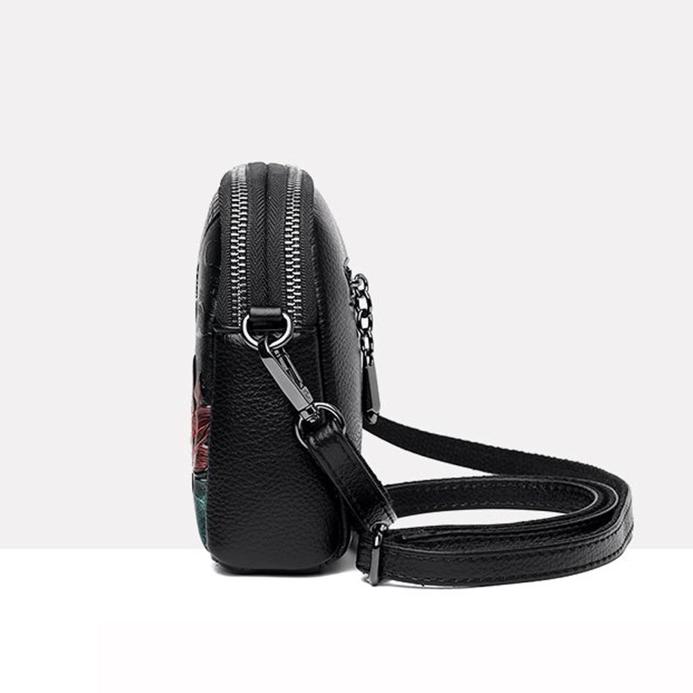 High Quality Leather Handbag Luxury Designer Retro Ethnic Style 3D Printed Shoulder Bag Fashion Diagonal Cross Pocket Phone Bag