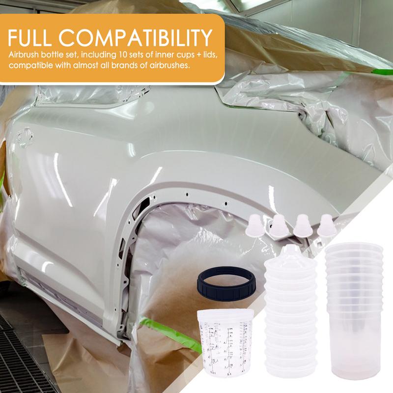 Paint Sprayer Mixing Cup Automotive Paint Kit With 10 Inner Cups & 10 Lids Efficient Painting Mixing Cup Easy-to-Refill