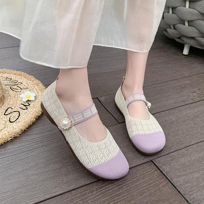 Fashion 2024 Spring/Summer Ballet Flat Shoes Women's Casual Shoes Flat Heels Anti Slip Fashion Versatile Knitted Women's Shoes
