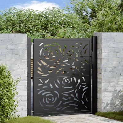 Black Garden Gate 105X106 Cm Steel Flame Pattern