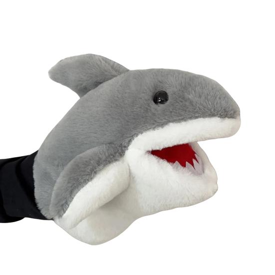 11" Hai Handpuppe Stofftier Ozeantiere Handpuppe mit beweglichem Maul Weiches Plüsch Hai Spielzeug für Kinder Rollenspiel Lehre Geschenk