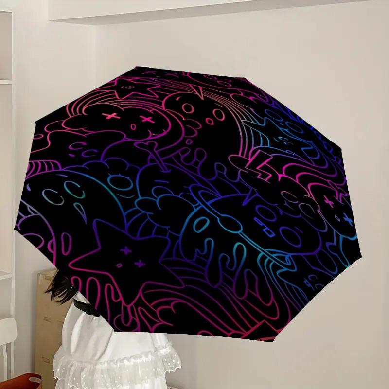 1pc Psychedelic Doodle Art Umbrella with Plastic Handle,Suitable for All Seasons Home Travel Outdoor UmbrellaDD1804