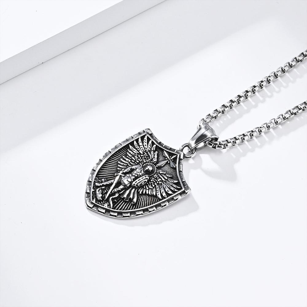 Fashion Simple Arch Angel St.Michael Men's Necklaces Stainless Steel Pendant Chain Amulet Vintage Women Jewelry Gifts