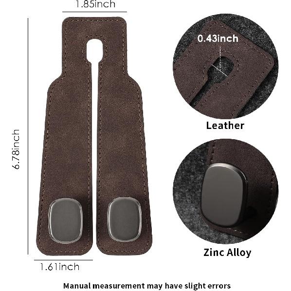 KINIVA Car Seat Headrest Storage Hooks, Set Of 4, Suede PU Leather, Double Hooks (Brown-4 Pack)