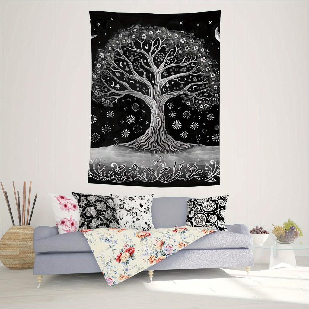 Mystical Tree of Life Tapestry Enchanting and Serene Wall Art for a Magical Peaceful and Inspiring Decor Statement