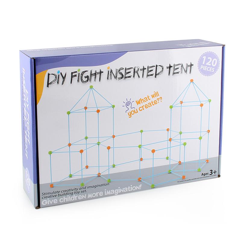 Stem Science And Education 120 Pieces Patchwork Tent Diy Construction Castle Bead Tent Game House Indoor Outdoor Toys