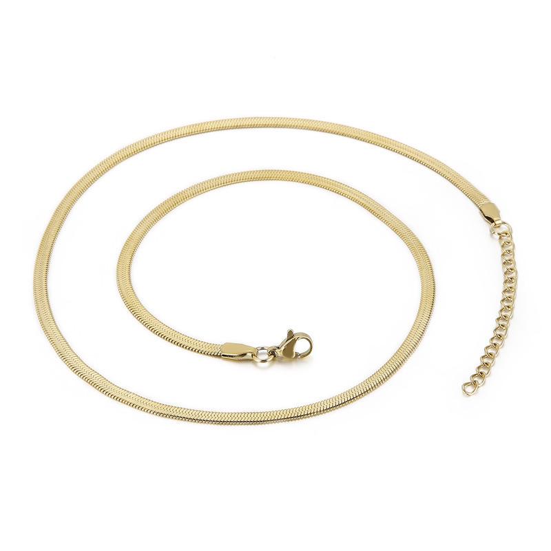 Trendy Minimalist Stainless Steel Snake Chain Necklace & Bracelet Set