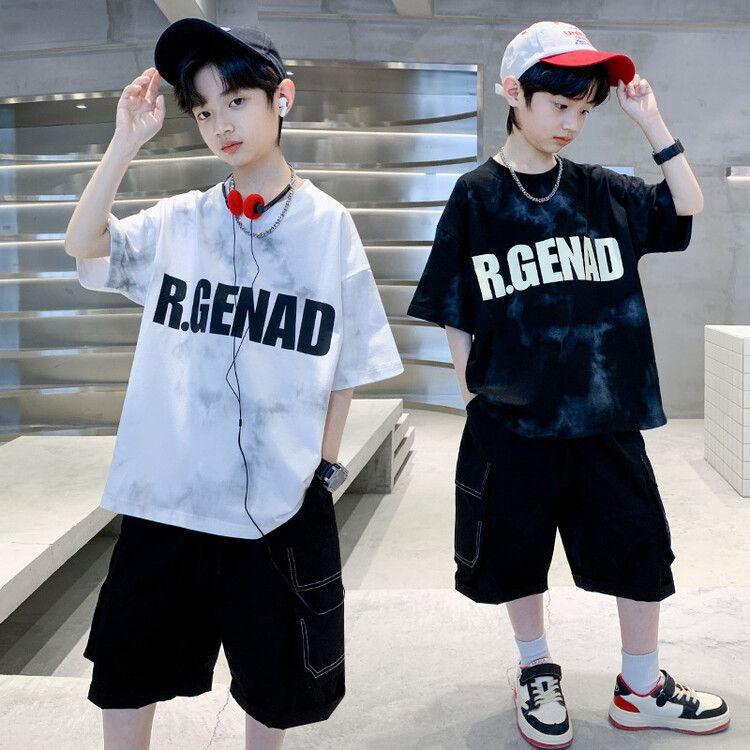 

Летняя красивая повседневная спортивная футболка с короткими рукавами для мальчиков, шорты, костюм